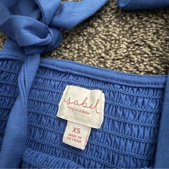 Isabel Maternity Tie Strap Baby Doll Top Blue Size XS NWT - Picture 3 of 4